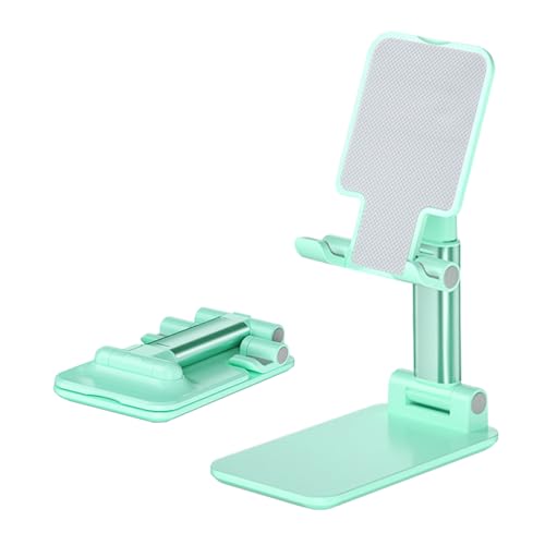 Phone Stand for Desk, Cell Phone Holder Cute Smart Cellphone Stand Foldable Stands Compatible with Under 8" Devices, Office Accessories, Pink - color: E-Green