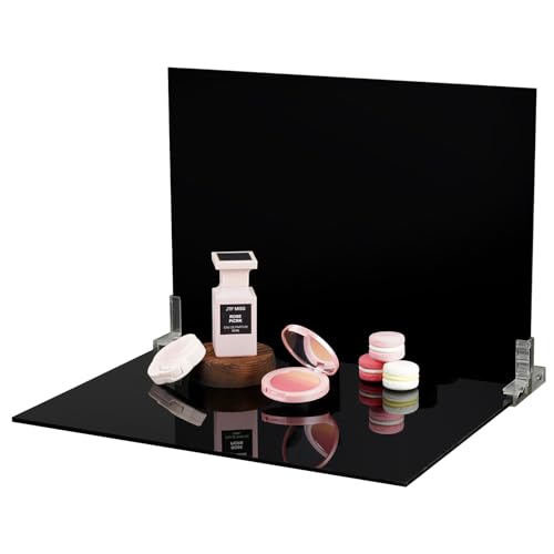 Meking Product Photography Backdrops, Black Double Sided Matte and Reflective Background for Food,Makeup, Jewelry and Other Small Product,2PCS 15.7x11.8in Photo Backdrop Boards with 2PCS Bracket - color: Black