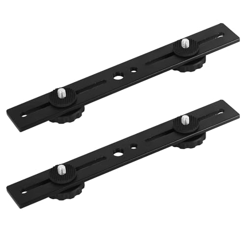 2pcs Dual Flash Brackets, Aluminum Alloy Premium Dual Flash Bracket Extension Bar with 1/4" Hot Shoe Mount Suitable for Camera Tripod Led Light Microphone