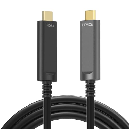 50ft USB C to USB C Cable Fiber Optic,Long Extension 10Gbps High Speed Data Transfer,Compatible with Webcams, Cameras,Gaming Consoles,Hubs,HDDs,VR AR,Black - color: Black, size: 50ft