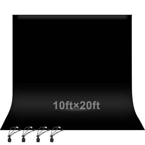 EMART 10x20ft Black Photo Backdrop Screen for Photography, Large Negros Drapes Party Background Curtain, Polyester Fabric Sheet Video Studio Portrait Photoshoot - size: 10x20ft
