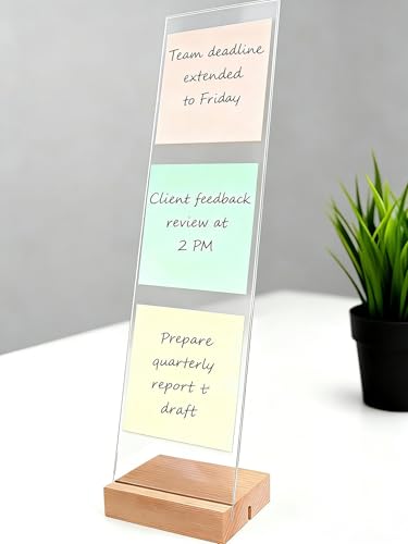 Monitor Memo Board - Removable Sticky Note Holder for Computer Monitors, Transparent Acrylic Office Desk Accessories, No Screen Damage, Fits Laptops & Desktops (Wood-1PC) - color: Wood-1pc