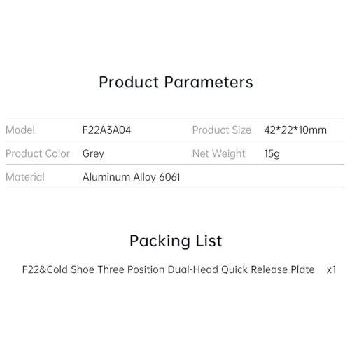 FALCAM F22 Cold Shoe Three Position Dual-Head Quick Release Plate with Dual-Side F22 Quick Release Mount