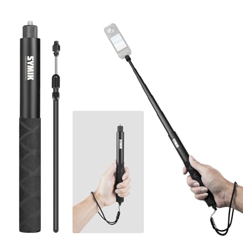 SYMIK Invisible Selfie Stick for Insta360 120cm / 47.2 in, 360 Camera Stick | Aluminum Alloy Extension Selfie Stick, with 1/4'' Screw and Wrist Strap for Insta 360 X5 X4 Air X3 ONE X2, DJI Osmo 360 - size: 120 cm / 47.2 in