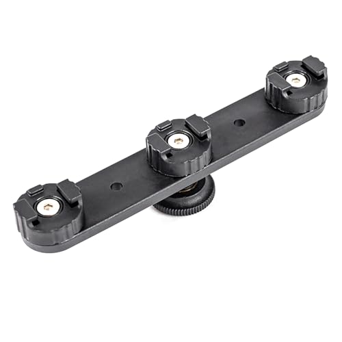 Camera Hot Shoe Mount Triple Shoe Mount Extension Bar Hot Shoe Adapter Bracket with 1/4 Screw Hole Accessory