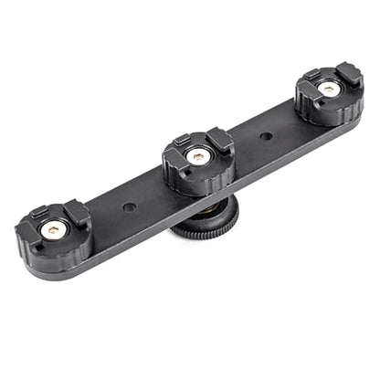 Camera Hot Shoe Mount Triple Shoe Mount Extension Bar Hot Shoe Adapter Bracket with 1/4 Screw Hole Accessory