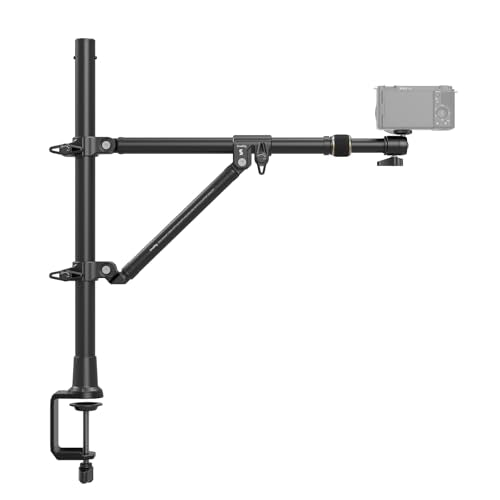 SMALLRIG Triangle Camera Desk Mount, Max. Load 3kg/ 6.6lbs, Overhead Mount with Auxiliary Support Rod, with Phone Holder and Small Ball Head for Camera/Phone/Light/Webcam - style: Clamp 4304