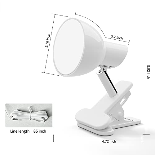 deeloop LED Clip on Light Book Reading 5W Super Bright 330° Rotation Clip on Lamp for Bed/Desk Lamp with Clamp White - color: White