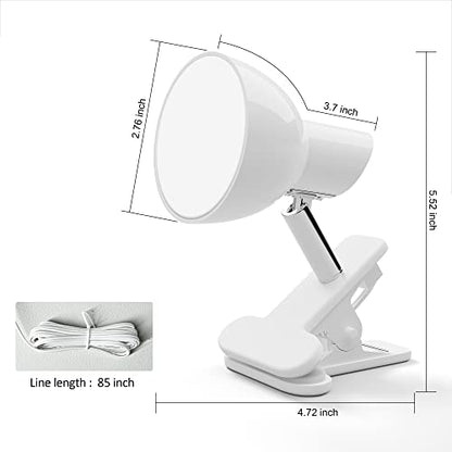deeloop LED Clip on Light Book Reading 5W Super Bright 330° Rotation Clip on Lamp for Bed/Desk Lamp with Clamp White - color: White