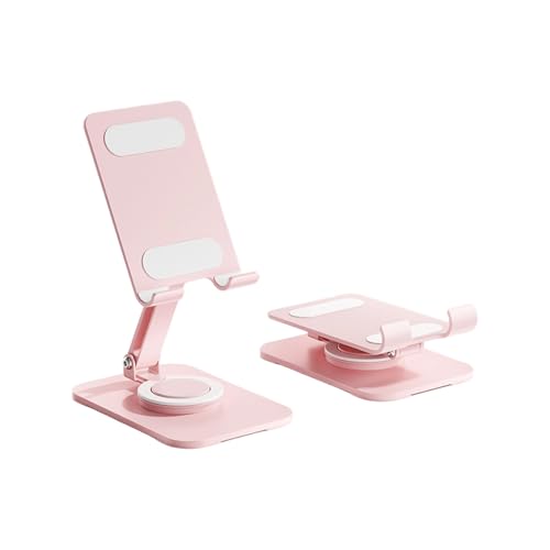 Carbon Steel Desktop Phone Stand Foldable Adjustable with Rotating Base for Video Calls Phone Tablet Portable Foldable Adjustable Desktop Rotating Desk Video Calling Online Learning Movie Hands - color: A