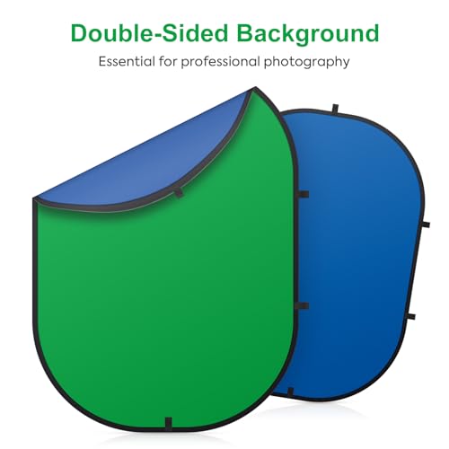 5X6.5ft Green Screen Backdrop for Photography, Double Sided Green Screen and Blue Screen, 2 in 1 Collapsible and Reversible Background for Photography, YouTube Videos,and Live Streaming - color: Green Blue