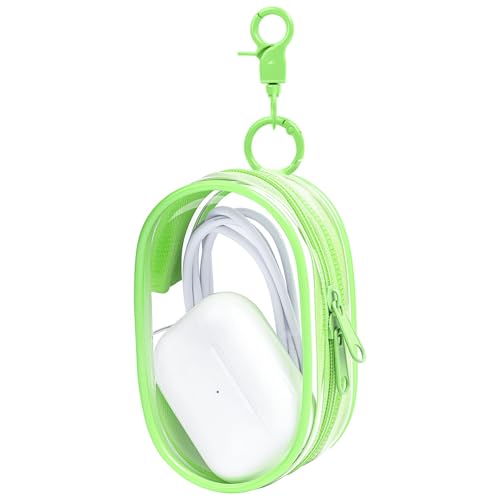 Linsaner 1 Pack Storage Bag for Organizing Data Cables, Earphone, Chargers, Keys, Change, Blind Box Doll Transparent Display Bag, Portable Multi-Function Storage (Green) - color: B6-Green