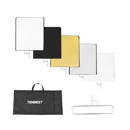 Photography Light Reflector Flag Kit, 24x30 inches/60x75cm, 4-in-1 Gold/Silver/Black/White Diffuser and Translucent Diffuser, Foldable Stainless Steel Frame