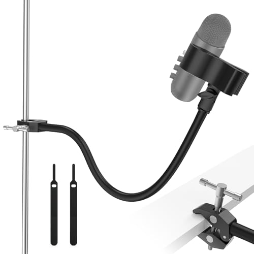 ZealSound Gooseneck Microphone Stand with Clamp, Flexible 19'' Boom Arm Mic Mount for Desk & Pipes, Compatible with Blue Yeti, Snowball, Razer, Pyle, Podcasting & Streaming