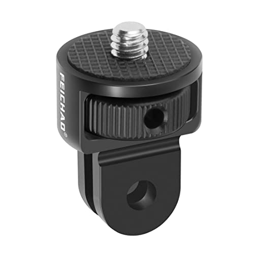 Upgraded Universal Camera Mount Adapter 360 Degree Swivel 1/4" Screw Converter CNC Aluminum Metal Compatible with Gopro Hero 10 9 8 7, Eken, Insta360 One X X2 R Action Camera (Black) - color: Black