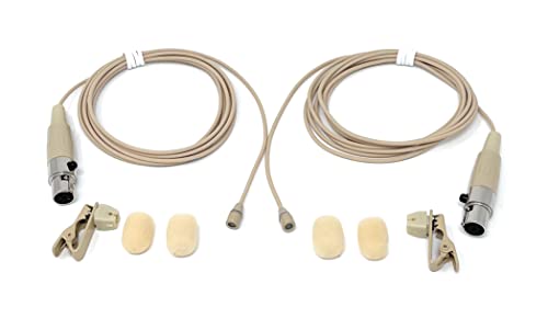 Pair of Lavalier Lapel Mics w/ 4 pin Mini XLR TA4F for Shure Wireless | 4 Pin Mini XLR TA4F Connector