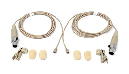 Pair of Lavalier Lapel Mics w/ 4 pin Mini XLR TA4F for Shure Wireless | 4 Pin Mini XLR TA4F Connector