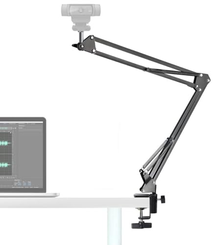 Desk Clamp Mount Suspension Boom Scissor Arm Tripod Stand Holder Compatible with Logitech C920 C925e C922 C930 StreamCam C615; Brio 4K,MX brio 4K, Brio 500 webcams
