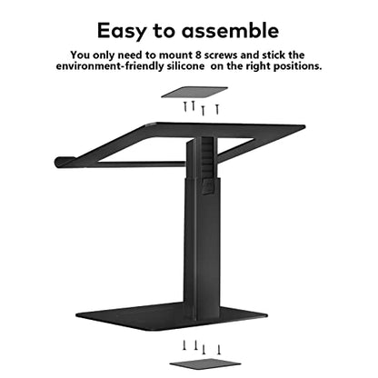 Laptop Stand for Desk, Ergonomic Aluminum Laptop Stand Adjustable Height from 7-15", Sitting and Standing Laptop Riser for 10-17" Notebook - color: Black
