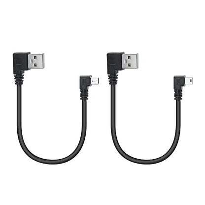 Short Mini USB Charging Cable 9inch, Left & Right Angle Mini USB Male to USB 2.0 Type A Male Data Sync and Charge Cable, for Dash Cam, DigitalCamera, Hard Drive, MP3 Player, Phone (2Pcs) - style: 1Pair Mini USB - Left & Right Angle