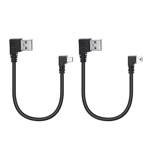 Short Mini USB Charging Cable 9inch, Left & Right Angle Mini USB Male to USB 2.0 Type A Male Data Sync and Charge Cable, for Dash Cam, DigitalCamera, Hard Drive, MP3 Player, Phone (2Pcs) - style: 1Pair Mini USB - Left & Right Angle