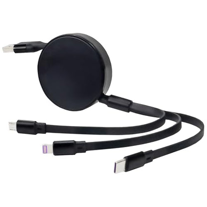 BoxWave Cable Compatible with JYYXF Fotorgear MS01 Vlog Monitor (3.9 in) - AllCharge PD miniSync (100W), Retractable High-Speed Charging Portable USB Cable - Jet Black