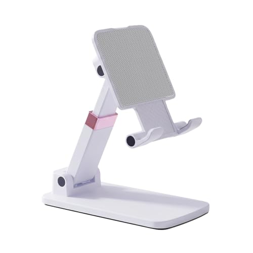 Cell Phone Stand Cute Mobile Holder For iPhone Desk Office Accessories | for thick cases; Under 12" Tablets, e-readers; Folds flat; Anti-slip; Weighted base - color: 01-White