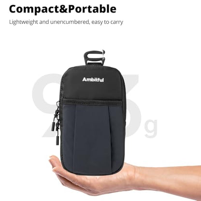 AMBITFUL Compact Sports Camera Bag, Shoulder Strap Storage Case, 3.94 x 1.57 x 7.09 inches, Compatible with Phones, Compact Cameras, Power Banks, Headphones, Black (Hang U1) (Black) - color: Black