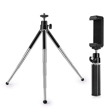 Mini Tripod for Webcam and Phone, 4-9 inch Metal Extendable Webcam Stand with Phone Holder, Tabletop Tripod - color: 4-9 inch Black