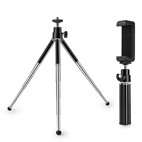 Mini Tripod for Webcam and Phone, 4-9 inch Metal Extendable Webcam Stand with Phone Holder, Tabletop Tripod - color: 4-9 inch Black