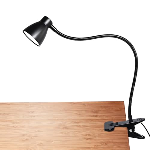 CRI 90+ Eye-Care Clip Light for Reading, 6W Small Clamp Lamp for Desk, Flexible Gooseneck Clip Lamp for Bed Headboard with 3 Color Modes & 10 Brightness(Adapter Include) - size: 1 Pack Clip Lamp