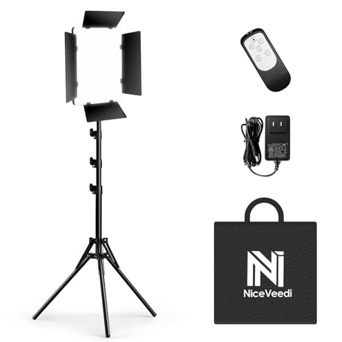 NiceVeedi 36W Photography Lighting, Bi-Color Studio Light, CRI 95+, Dimmable AC Adapter Powered LED Video Light Kit with Remote Control & 72” Tripod, Light for Video Recording/YouTube/TikTok/Ins - color: 1-pack