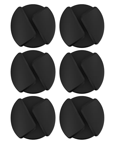 Scosche CMAR-6PKRP Cable Management Kit, 6-Pack of Black Adhesive Cable Clips for Phone Charging Cables, Charger Cords, Wire Organizer and Cord Holders for Desk, Nightstand, Car, Home, Computer - style: 6 Round