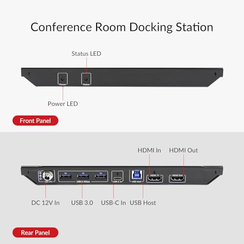 AV Access Conference Docking Station for Meeting Room, 4K Presentation Switch System Screen Mirroring, HDMI & USB C 4K Input, Hybrid Conference System, 3 USB 3.0 Ports for Webcam and Speakerphone
