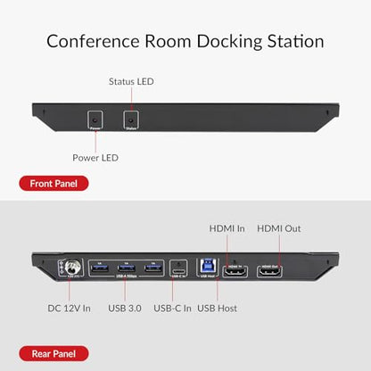 AV Access Conference Docking Station for Meeting Room, 4K Presentation Switch System Screen Mirroring, HDMI & USB C 4K Input, Hybrid Conference System, 3 USB 3.0 Ports for Webcam and Speakerphone
