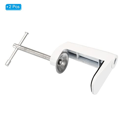PATIKIL Adjustable Replacement Clamp for Lamps, 2 Pack Universal Adjustable C Shape Desk Table Mount Clamp for Microphone Arm Desk Lamps Stand, White - color: White