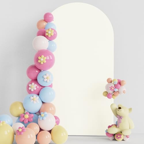 Putros Arch Backdrop Cover, 7.2ft, Arch Covers Stretchy Backdrop, Ivory, Spandex Fitted Wedding Arch Cover, Round Top Chiara Backdrop Covers for Birthday Party, Baby Shower Decoration - color: Ivory, size: 7.2FT