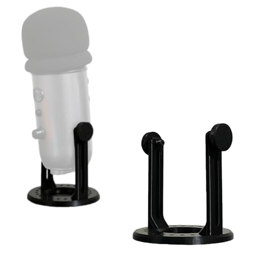 Low Profile Desktop Microphone Stand Compatible with Blue Yeti, Space-Saving Short Mic Stand, Desk Mount for Streaming, Podcasting and Recording (Black) - color: Black