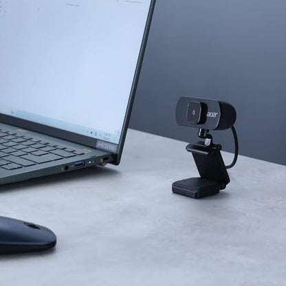 acer Full HD USB Streaming 2MP Webcam | 1080P HD | 360° Rotation | Digital Microphone | Plug & Play for Desktop or Laptop PC | Stream for Zoom, Skype, Facetime, YouTube | Conference Calls & MS Teams