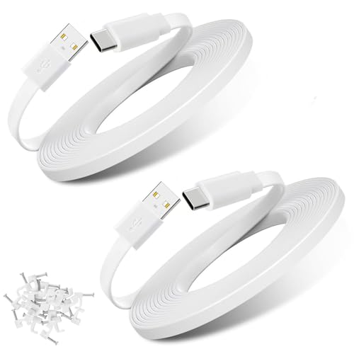 2Pack 20FT Type C Extension Cable for CCTV Security Camera, Ring Pan-Tilt Indoor Cam 2024 Release,Tapo TP-Link 2K C120 Camera,Petcube Cam 360,Flat USB C Extension Charging Cord-NOT Micro USB - color: White, size: 20FT