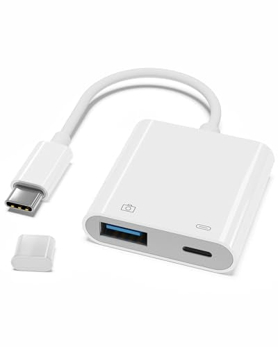 USB C to USB Camera Adapter with 30W PD Charging Port | OTG Cable, Compatible with iPhone 17/16/15 iPad Android, USB 3.0 Female, For Flash Drives Keyboards Mice
