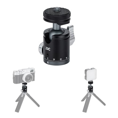 JJC Mini Ball Head, Ballhead Tripod Mount Adapter Converter for Tripod Monopod Camera LED Light Microphone, Cold Shoe Tripod Mount Adapter for Photography, 1/4''-20 to Cold Shoe Mount Adapter