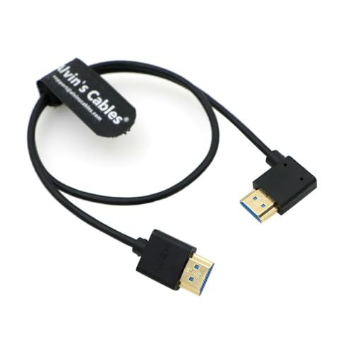 Alvin's Cables Ultra HD 8K HDMI 2.1 Cable Straight HDMI to Right Angle HDMI High Speed for Atomos Ninja V Monitor, Z CAM E2, Sony FS5| FS7| A7S3 Cameras 19.7inches|50CM - color: Straight to Right Angle, size: 19.7in/50cm