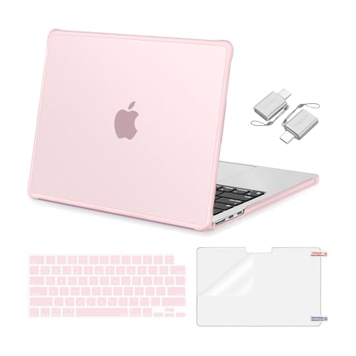 MOSISO Compatible with MacBook Air 13 inch Case M5 M4 M3 M2 2026-2022 A3449 A3240 A3113 A2681,Protective Hard Case&Keyboard Skin&Screen Film&Type C with TPU Bumper for MacBook Air 13.6, Pink - color: Pink