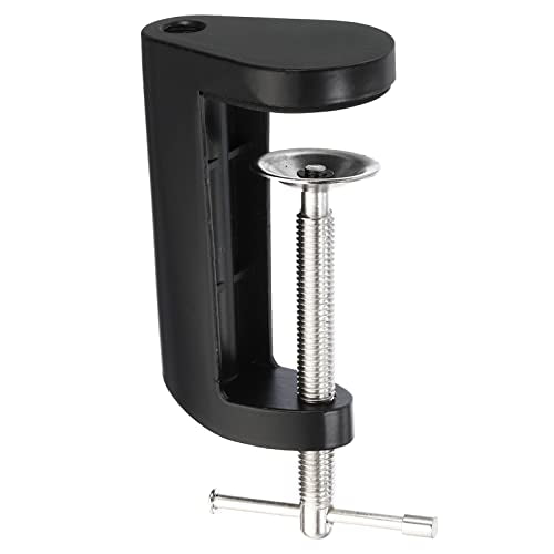 PATIKIL M10 Thread Hole Desk Table Mount Clamp, Universal Adjustable C Shape Desk Clamp for Microphone Arm Desk Lamps Stand, Black - color: Black