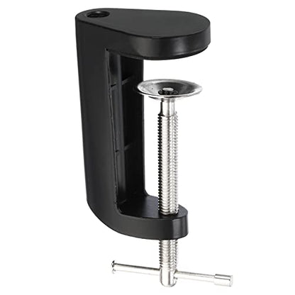 PATIKIL M10 Thread Hole Desk Table Mount Clamp, Universal Adjustable C Shape Desk Clamp for Microphone Arm Desk Lamps Stand, Black - color: Black