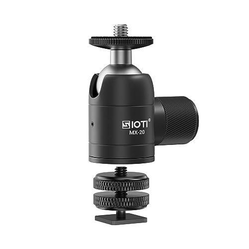 SIOTI Tripod Swivel Mini Ball Head, with a Hot Shoe Mount, Panoramic 360° Vertical Pan 90°, Compatible with Digital Camera/Compact DSLR/Cell Phone/Monopod/Light Stand/Action Camera etc. - color: Mini Ball Head with Hot Shoe