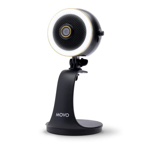 Movo WebMic HD Pro All-in-One Webcam with Microphone and Ring Light- 1080p HD Camera, Pro Cardioid Condenser Microphone, LED Ring Light -HD Webcam for Streaming, Video Conferencing, Recording, Gaming - color: Black