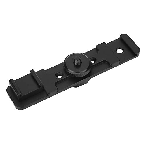 Camera Dual Hot Shoe Extension Bar Mount Bracket, Premium Aluminum Alloy Durable Photography Accessory for DSLR Mirrorless Cameras Black,
