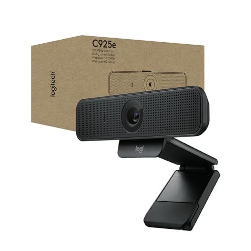 Logitech C925e Business Webcam, HD 1080p/30fps Video, Light Correction, Autofocus, Clear Audio, Privacy Shutter, Works with Microsoft Teams, Google Meet, Skype, WebEx, Cisco - Black